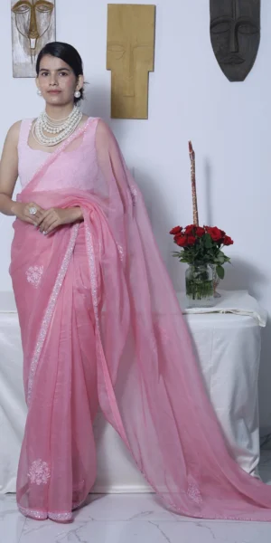 Gulabi Noor Pink Silk Organza