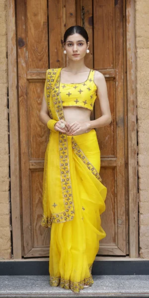 Mariegold yellow silk organza