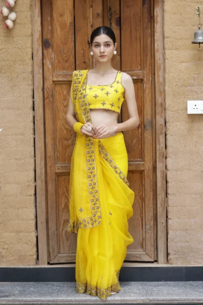 Mariegold yellow silk organza