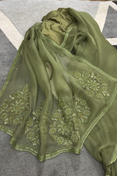Anaya Olive Silk Organza Saree