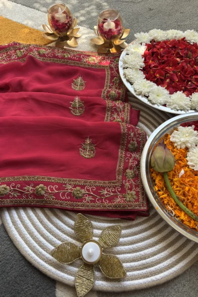 Kamini Maroon Georgette Saree